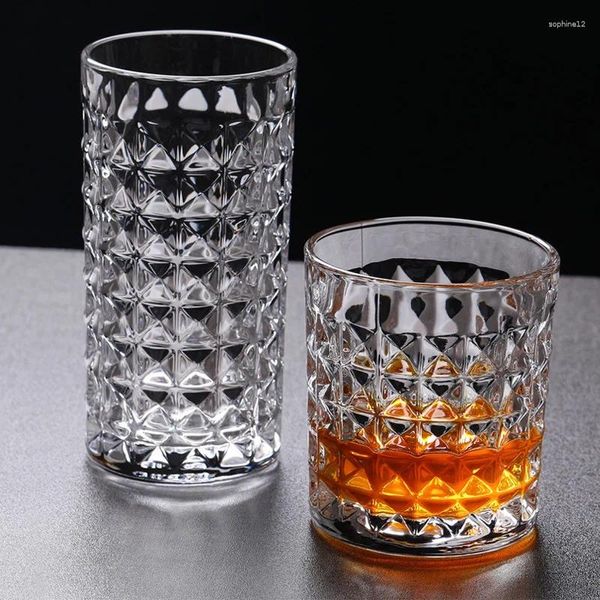 Weingläser 300 ml/330 ml Glas Für Frau Relief Diamant Wasser Flasche Whisky Weibliche Drink Saft Haushalt Tassen getränke Tasse