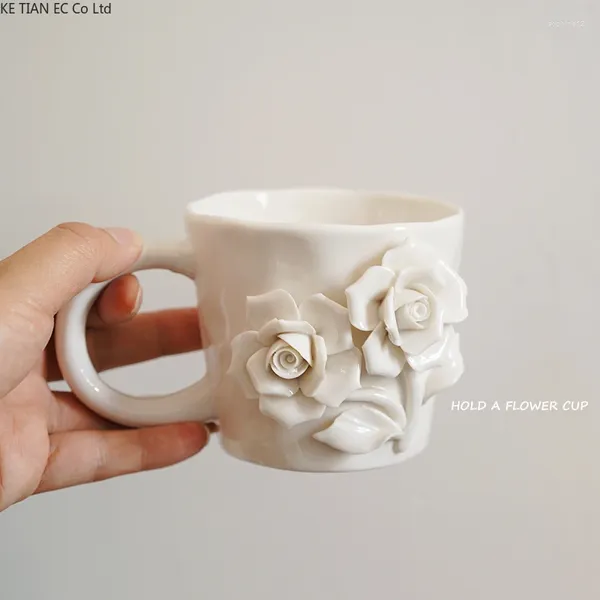 Tassen Europäische Romantische Garten Hand Geknetet Dreidimensionale Rose Keramik Kaffeetasse Zarte Tasse Haushalt Wasser Teetasse