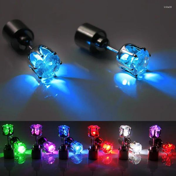 Orecchini a bottone 1 pz Luce colorata Led lampeggiante Accessori per feste da ballo in acciaio inossidabile Regalo di Natale Bastone luminoso