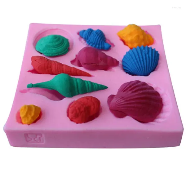 Moldes de cozimento Molde de bolo de silicone Chocolate DIY Cozinha Molde de biscoito Shell Conch 3D Cute Tools Fondant Decoração Ferramenta de modelagem