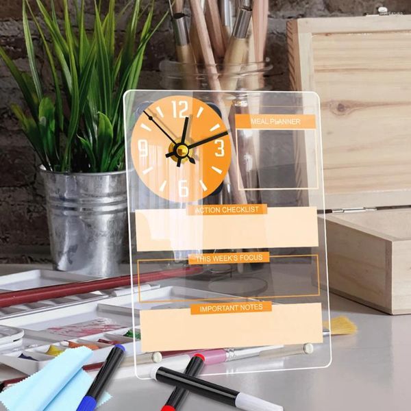 Orologi da tavolo Bacheca in acrilico Memo Writing De Adviento Desk Penna cancellabile a secco Calendari Lista delle cose da fare Set bianco fai da te