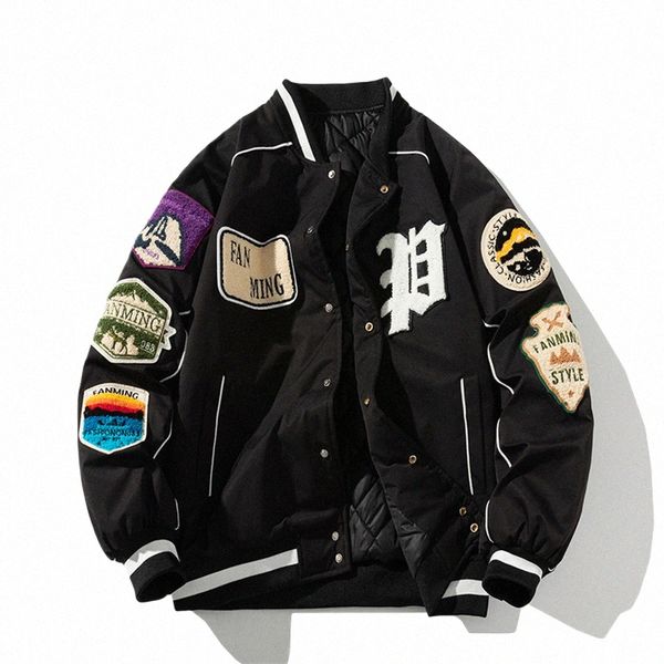 Inverno Varsity Jacket Homens Mulheres Y2K Letter Badge American Baseball Jacket Street Fi Hip Hop Men's Coat Youth Couple Roupas I3fk #