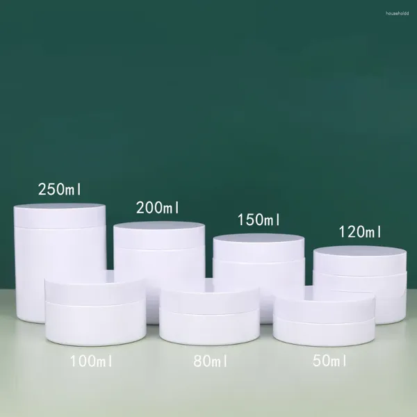 Bottiglie di stoccaggio 30 pz/lotto 50 ml-250 ml Vaso Crema di Plastica Bianca Contenitore di Trucco Campione Scatola di Cosmetici Vaso Vuoto Riutilizzabile