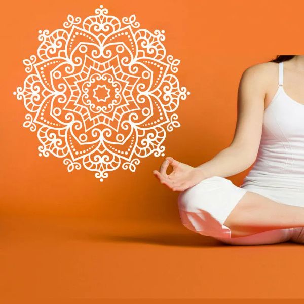 Aufkleber Yoga Hinduismus Buddha Wandaufkleber Vinyl Wandtattoo Home Gym Raumdekoration Lotus Ganesha Mandala Wandbild Heißer Verkauf Muster z044