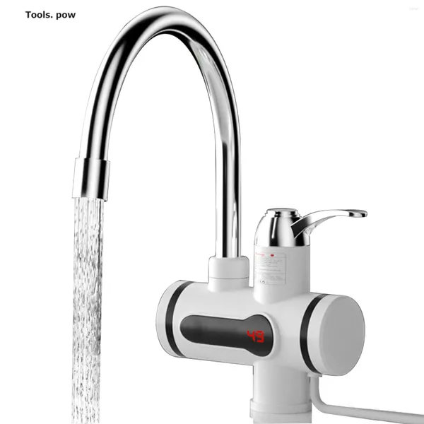 Badezimmer-Waschtischarmaturen, 360°-Elektroheizungshahn mit LED-Küchen-Sofortwasserbecken, EU/US/UK/AU-Modell