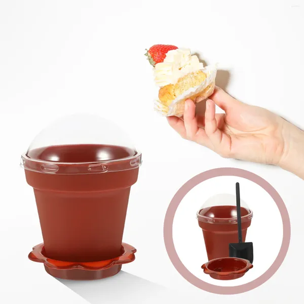 Bicchieri usa e getta Cannucce 25 Set di novità Porta-torte per fiori Contenitori per gelato ricoperti di dessert creativi