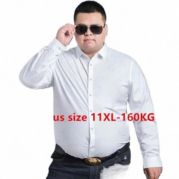 Basic Men Dr Shirt Autunno Primavera Casual Bianco Viola Busin Formale Oversize Large Size 11XL 10XL 9XL Office Party Wedding S3on #