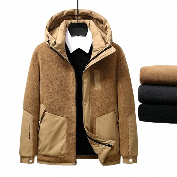 inverno uomo con cappuccio in pile piumino d'oca Parka giacche cappotti uomo antivento caldo casual piumino parka uomo soprabito outwear giacca a vento