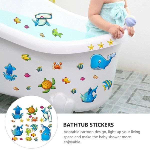 Banyo Paspasları Anti-Slip Karikatür Duvar Sticker Dekor Kayma Stickers Küvet Duş Deniz Hayvan Pvc Sıkılmamış Sıdlı Anti-Sıcak Çıkarma Çocuk