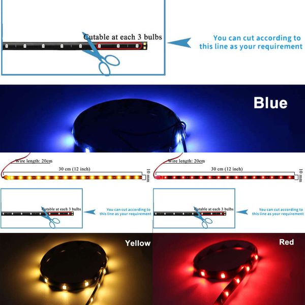 Atualizar 1 Pcs Carro LED DRL Estilo Faixa de Luz Exterior Interior Ambiente Lâmpada Decorativa Day Time Bulb 12V 15 SMD Flexível à prova d'água