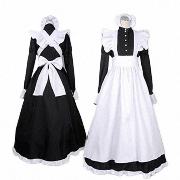 Costume da cameriera in bianco e nero da donna in stile britannico Lg Cafe Maid Dr Men Outfit Costume cosplay