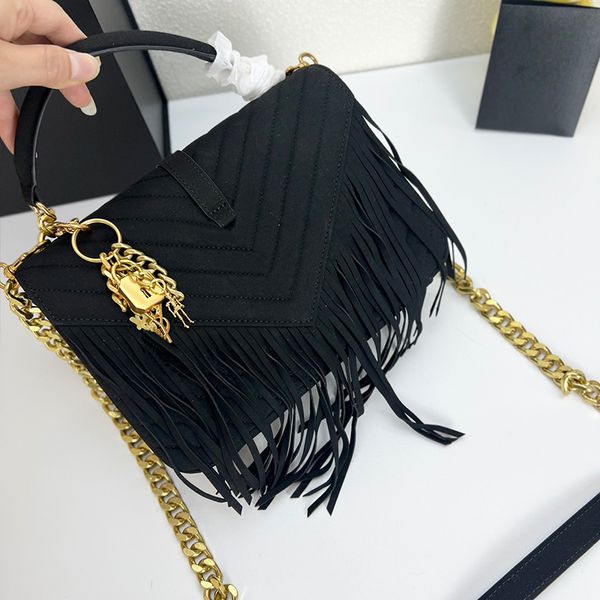 Bolsa de ombro de luxo Designer saco de corrente moda borla estilo com bloqueio de alta qualidade mulheres multi funcional portabl crossbody sacos de couro bolsa