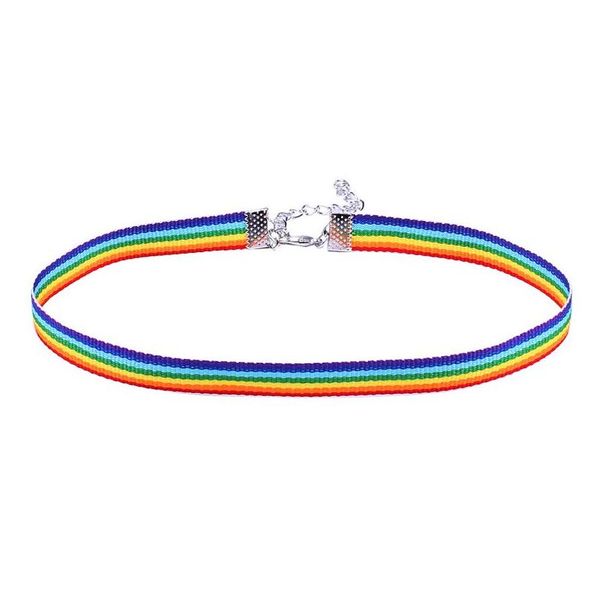 Gay Pride Regenbogen-Choker-Halskette für Männer Frauen und Spitzen-Chocker-Band-Kragen mit Anhänger LGBT-Schmuck Drop-Lieferung Necklac DHZ5W