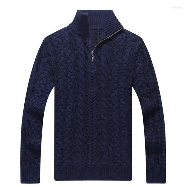 Maglioni da uomo Maglione invernale spesso Maglione con mezza cerniera Dolcevita caldo Cappotto pullover Maschile Slim Fit in lana lavorata a maglia per l'autunno