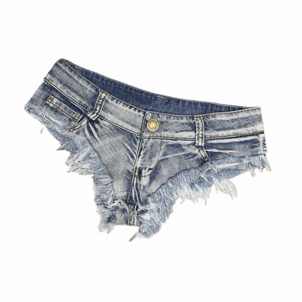 Mini pantaloncini di jeans elasticizzati a vita bassa da donna sexy Pantaloni caldi Beach Party Clubwear u6JK #