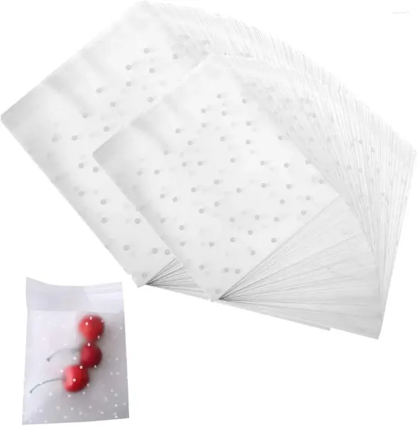 Hediye Sargısı 100 PCS Polka Dot Plastik Temiz Selofan Şeker Çantaları Buzlu Kendinden Yapışkan Opp Cookie Düğün Doğum Günü Paketleme