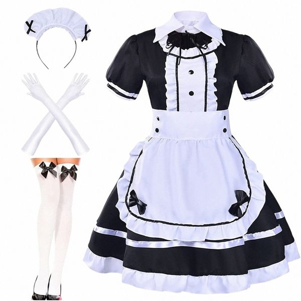 Amine Nettes Lolita Französisches Dienstmädchen Cosplay-Kostüm Dr. Mädchen Frau Waitr Maid Party Show Kostüme Japanische Dienstmädchenuniform Mucama g3OX #