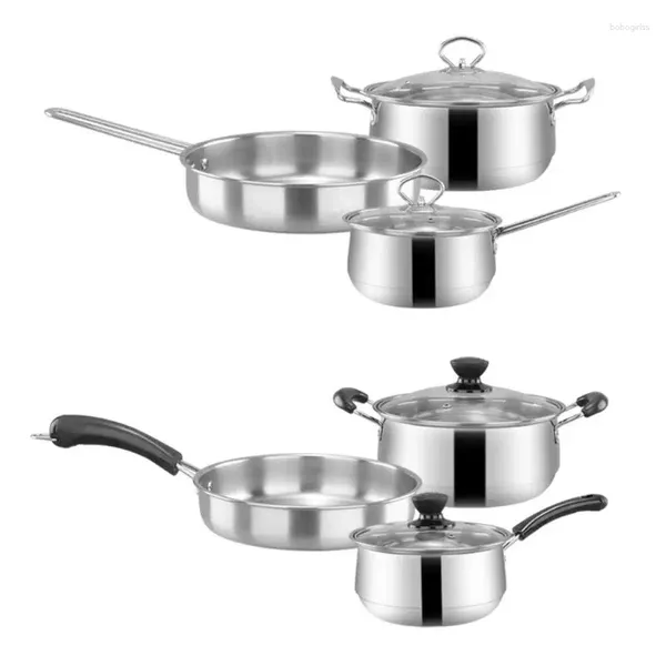 Conjuntos de panelas de fundo plano frigideira sopa pote leite kit fogão indução cozinhar n84c