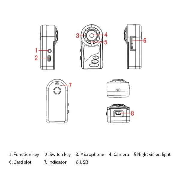 2024 Kamera Aerial Photography Recorder Nachtsicht HD kleine Kamera Weitwinkel-Aufnahme Bewegung DV-Kamera Erkennung für kleine Nachtsicht Rekorder