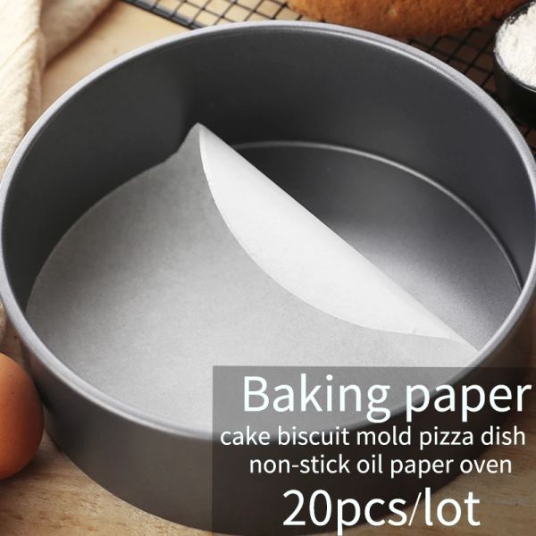 Kabartma Pişirme Kağıdı Parşömen Kağıt Astarları Yuvarlak Çeteler için Pan Barbekü Kağıt Pedi Yapışmaz Yağ Kağıt Fırın Pasası Pişirme Mat 20 PCS/SET