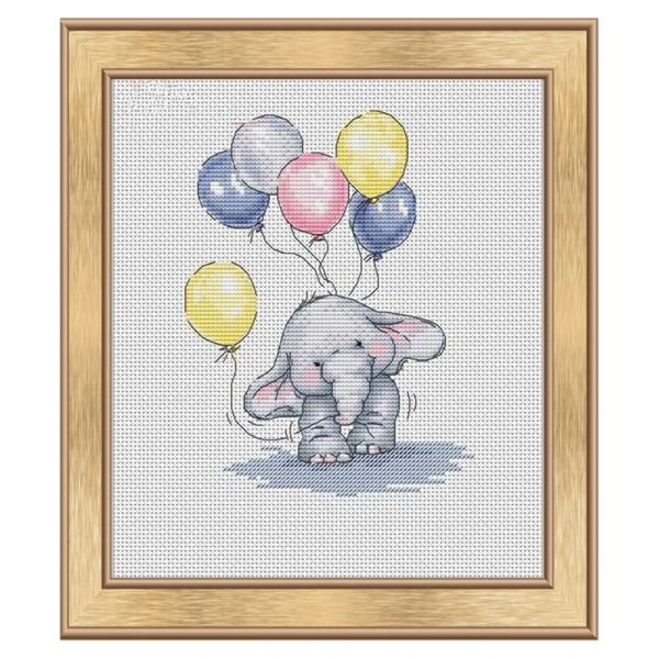 Album Cross It Pittura decorativa Multi immagine Simpatico cartone animato Tirare palloncino Piccolo elefante Serie Materiale da ricamo cinese