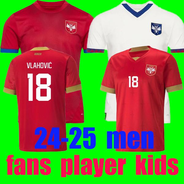 2024 SÉRVIA Futebol Jerseys Club Conjuntos Completos 2024 Euro Cup Srbija Seleção Nacional Home Away SERGEJ MITROVIC Camisas de Futebol Kit VLAHOVIC PAVLOVIC TADIC MILENKOVIC