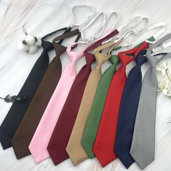 Gravatas na moda JK Tie Academy conjunto de camisa de estudante com decote marrom sólido adequado para gravatas preguiçosas masculinas e femininas, uniformes de solteiro, gravata borboleta curtaL2403