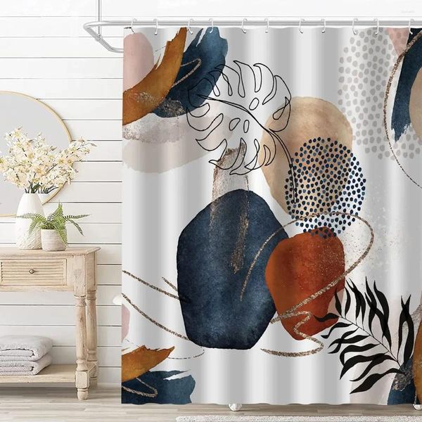 Duschvorhänge Lzyoehin Boho-Polyester-Vorhang, abstrakt, modern, geometrisch, mit 12 Haken, 177,8 x 182,9 cm, Beige