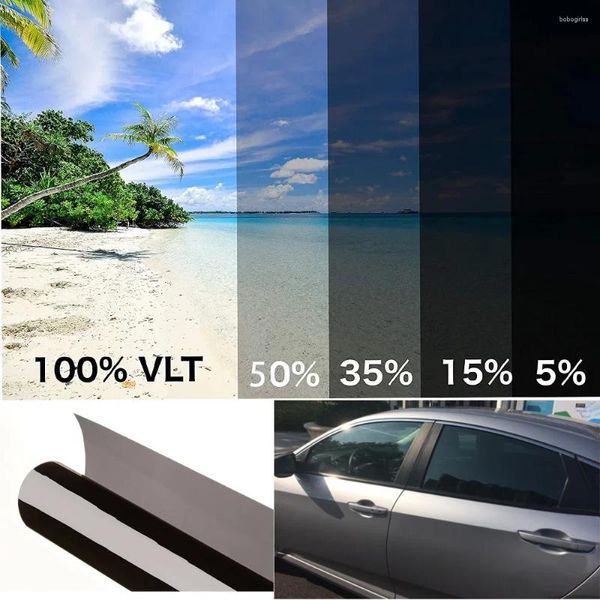 Adesivos de janela 5/15/35/50% VLT Filme de tonalidade preta Adesivo de vidro Solar Sun Shade para carro Protetor UV Filmes Rolo de casa automática