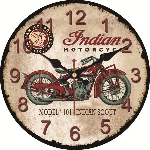 Lapidi da cucina Orologi da parete Moderni orologi da moto indiani rossi Home Office Cafe Art Vintage Grandi orologi da parete silenziosi Saat