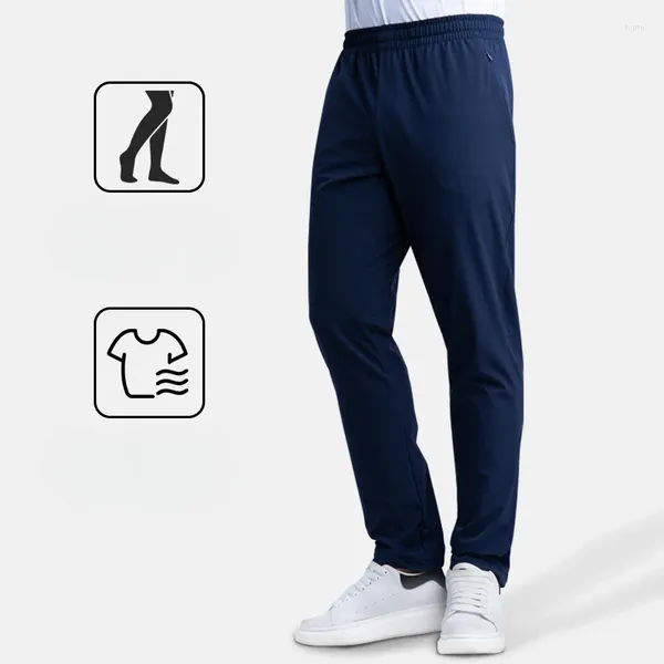 Pantaloni da uomo Casual Slim Fit e versatili pantaloni sportivi da corsa per alpinismo elastico in tinta unita