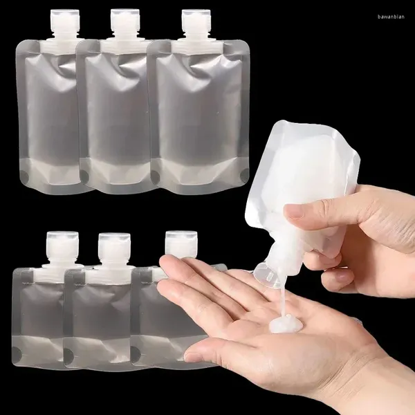 Garrafas de armazenamento de viagem fluido maquiagem saco de embalagem transparente molusco embalagem bico bolsa recarregável vazio squeeze eco-amigável