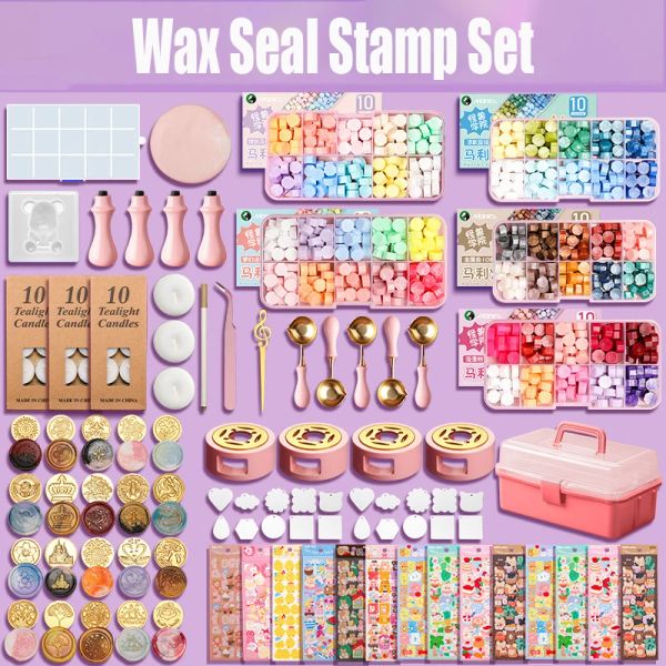 Sets DIY Wachssiegel-Stempelset, lackiertes Stempel-Siegellack-Set, Stempel, Spielzeug, Aufbewahrungsbox, Bastelbedarf, Mädchen, Hochzeitseinladung, Dekoration