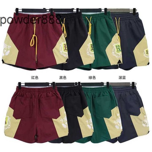 Verão Rhude Mens Impresso Carta Coconut Tree Color Block Shorts Esportivos Casual