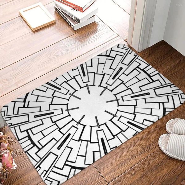 Tapetes preto e branco padrão geométrico capacho tapete tapete footpad poliéster sala frontal corredor cozinha quarto varanda banheiro