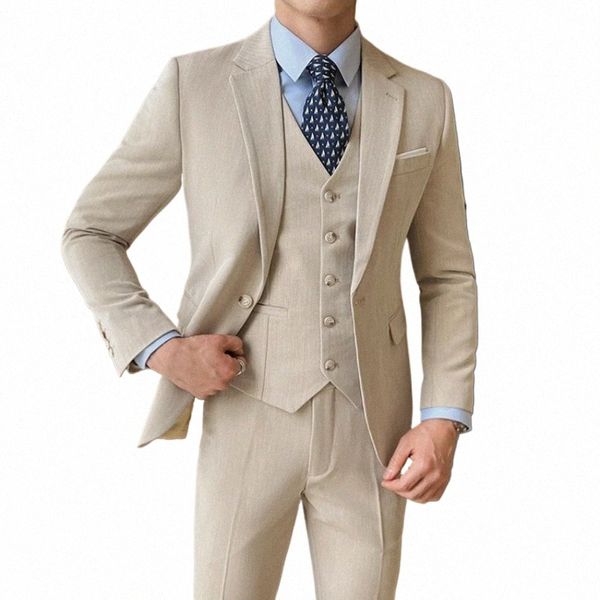 Terno de casamento do noivo, cor sólida Busin Casual terno de três peças, Slim Fit Prom Swallowtail Jaqueta masculina, colete, calças o2pl #