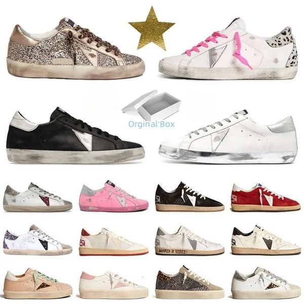 Golden Goode com Caixa Sapatos Casuais Designer Sapatilhas Mulheres Low Golden Goode Sapatilhas Superstar Sujo Super Star Branco Rosa Verde Ball Star Treinadores Outdoor Shoes1