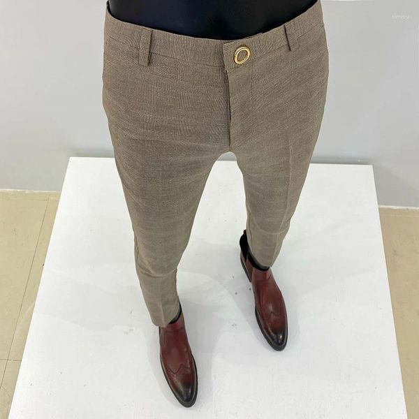 Ternos masculinos terno calças moda negócios casual solto calça homem sólido comprimento total de alta qualidade calças compridas b156