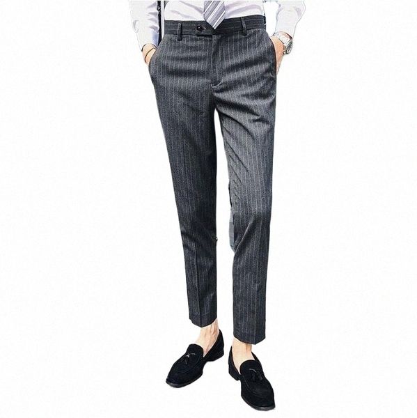 fi Elegante Men Plaid Stripe Casual Suit Pants Classic Busin Party Calças Pantal Costume Homme Formal Men Pants l3Ke #