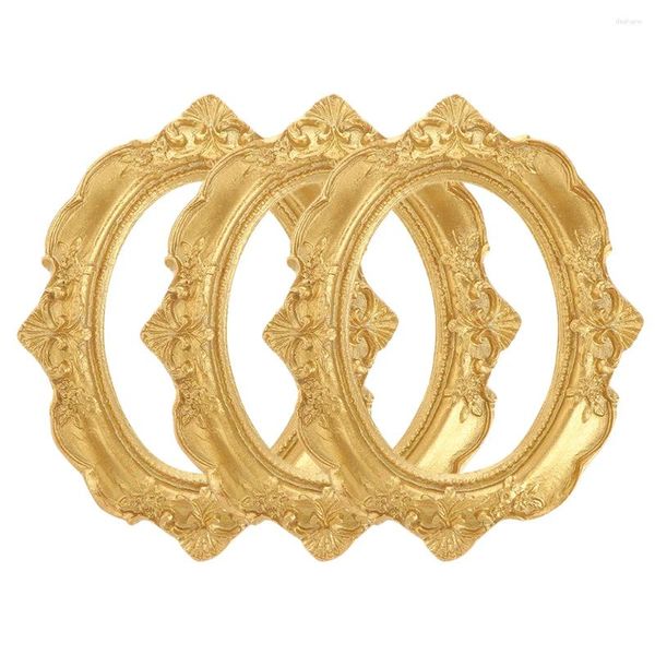 Quadros 3 Pcs Mini Po Frame Gold Picture Vintage Decor Manicure Kit Decoração Resina Ornamento Dourado