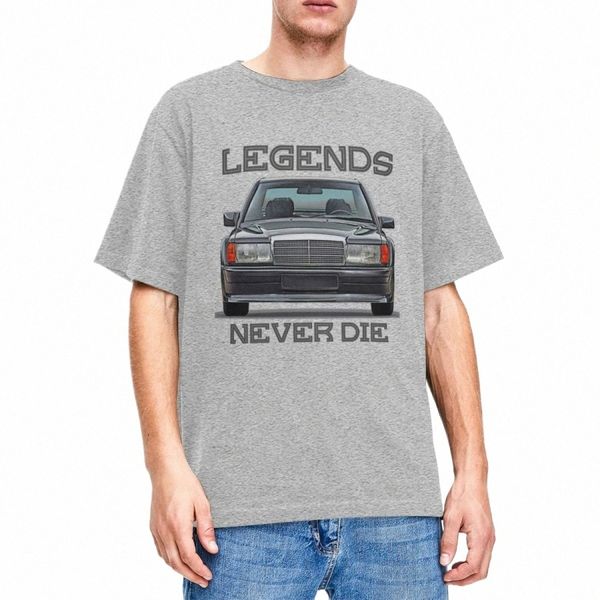 Homens Vintage Car W201 Legends Never Die Camisa Merch Classic 190E Carros Pure Cott Roupas Novidade Camisetas Clássicas J8Lh #