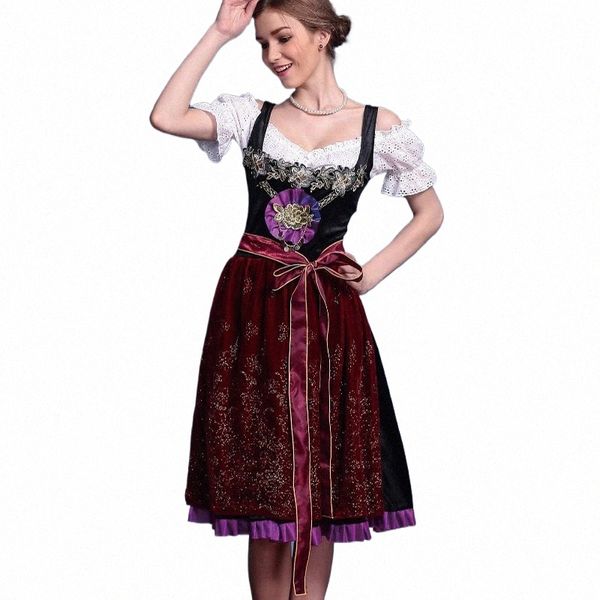 bavarese Dirndl pizzo ricamato Apr Oktoberfest Costume per le donne Taverna Waitr Outfit cameriera Cosplay Carnevale Fancy Dr 57q7 #