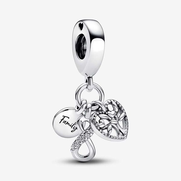 Família Infinity Triple Dangle Charm Pandoras 925 Sterling Silver Luxury Charm Set Pulseira Fazendo Coração Charms Designer Colar Pingente Caixa Original Qualidade Superior