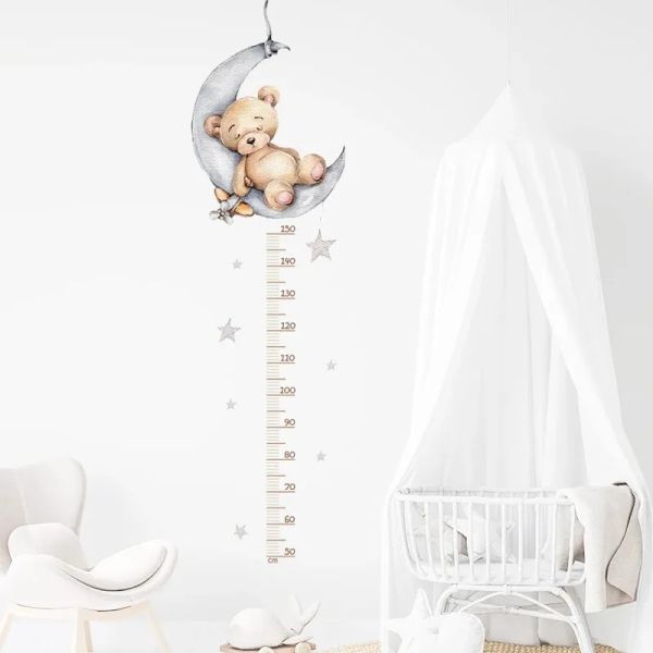 Timer Cute Bear Height Misure Adesivo muro per bambini Sampe bambini Giorni per bambini Decorazione per bambini Crescita del grafico sfondo del misuratore