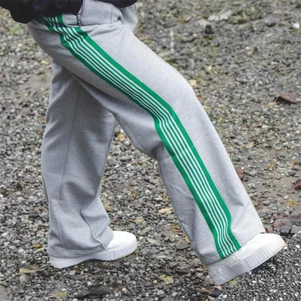 Pantaloni da uomo Uomo Donna 1:1 Ricamo a righe Farfalla Aghi Track Pantaloni AWGE Fettuccia grigio verde