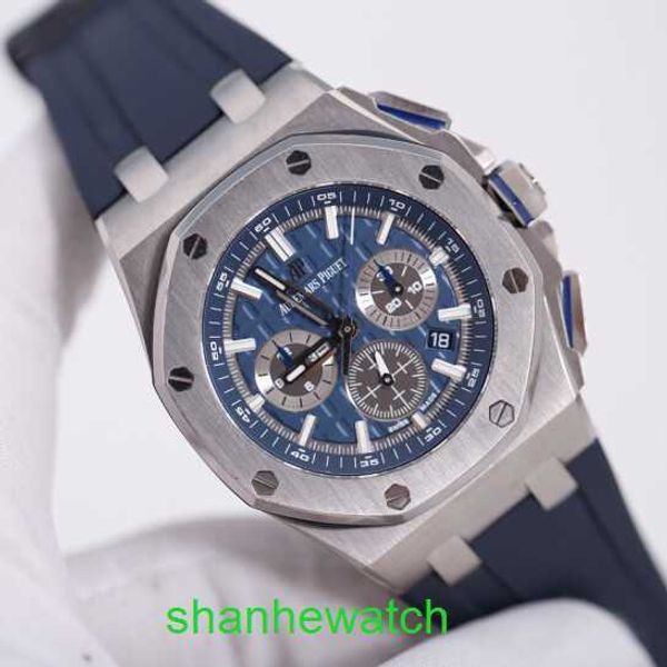 Pilot AP Armbanduhr Royal Oak Offshore 26480TI Herrenuhr, Titan, blaue Platte, automatische Maschinen, weltberühmte Uhr, Schweizer Sportuhrenband