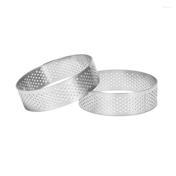 Moldes de cozimento 12pcs anéis de torta circulares com buracos de aço inoxidável torta de frutas quiches bolo mousse molde de cozinha 10cm