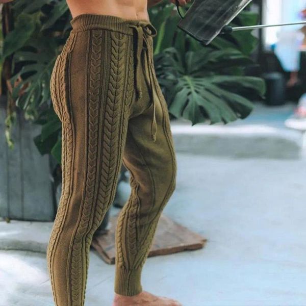 Pantaloni da uomo Pantaloni eleganti in filato di lana lavorati a maglia morbidi ed elastici Pantaloni dritti da uomo antigelo