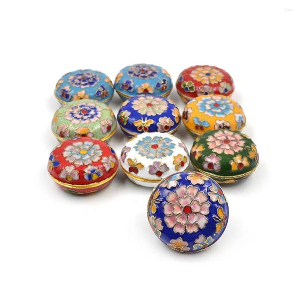 Placas decorativas estilo chinês vintage caixa de jóias padrão floral esmalte cloisonne pequeno anel brincos caso armazenamento cor aleatória