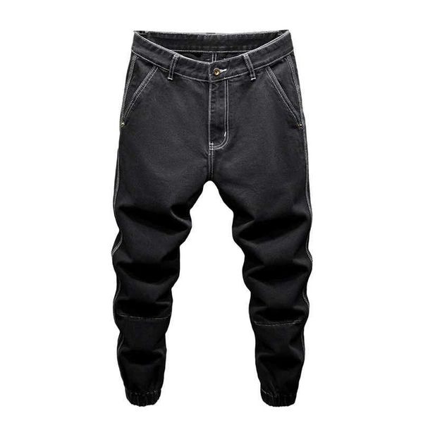 Jeans masculinos jeans pretos calças harém masculinas calças de bolso solto cônico roupas de rua roupas masculinas denim cavalo de Tróia recém-chegados em 2023 J240328